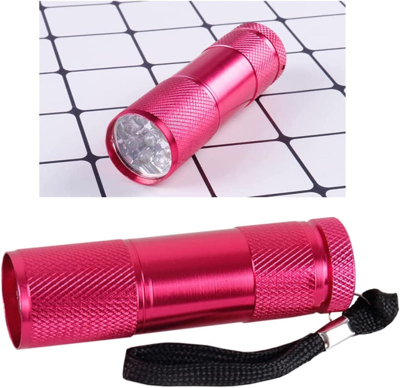 KUYYFDS Portable 9 LED Flashlight Ultra Violet Torch Light Aluminum Alloy Lamp for Outdoor Activities Rose Red Standard Torches Hardware > Tools > Flashlights & Headlamps > Flashlights KUYYFDS   