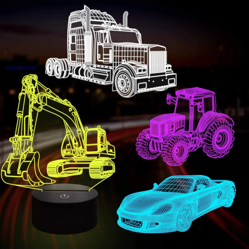 Lampeez 3D Car Lamp Night Light 3D Illusion Lamp for Kids,Car,Truck,Tractor,Excavator,16 Colors Changing with Remote,Dimmable(4 Patterns) Kids Bedroom Decor Car Gifts for Boys Girls Home & Garden > Lighting > Night Lights & Ambient Lighting Lampeez   