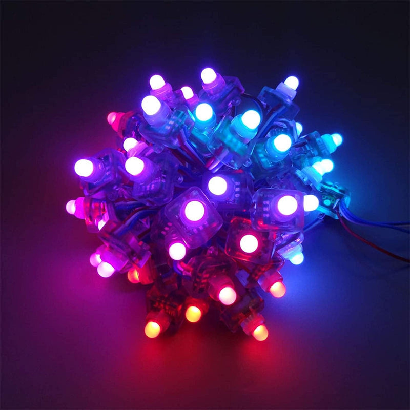 Lansan 200Pcs WS2811 Square Individually Addressable RGB LED Pixels Light 4Inch Wire Space 12Mm Diffused Digital Color Changing LED Light DC 12V IP68 Waterproof Home & Garden > Lighting > Light Ropes & Strings Lansan   