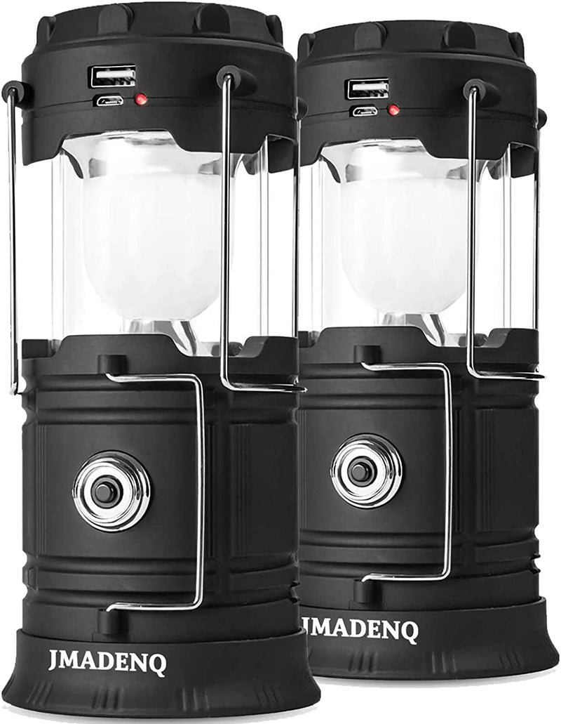 Lanterns, Camping Lantern, Solar Lantern Flashlights Charging for Phone, USB Rechargeable Led Camping Lantern, Collapsible & Portable for Emergency, Hurricanes, Power Outage, Storm (2 Pack) Home & Garden > Lighting > Lamps RXMYO 2  