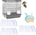 Large Bird Cage Seed Catcher, Dust-Proof Bird Cage Cover, Nylon Bird Cage Skirt Bird Seed Catche - Bird Cage Accessories for Parakeet Macaw African round Square Cages with Small Broom (White - 1) Animals & Pet Supplies > Pet Supplies > Bird Supplies > Bird Cages & Stands LOHO MAGICA White - 3  