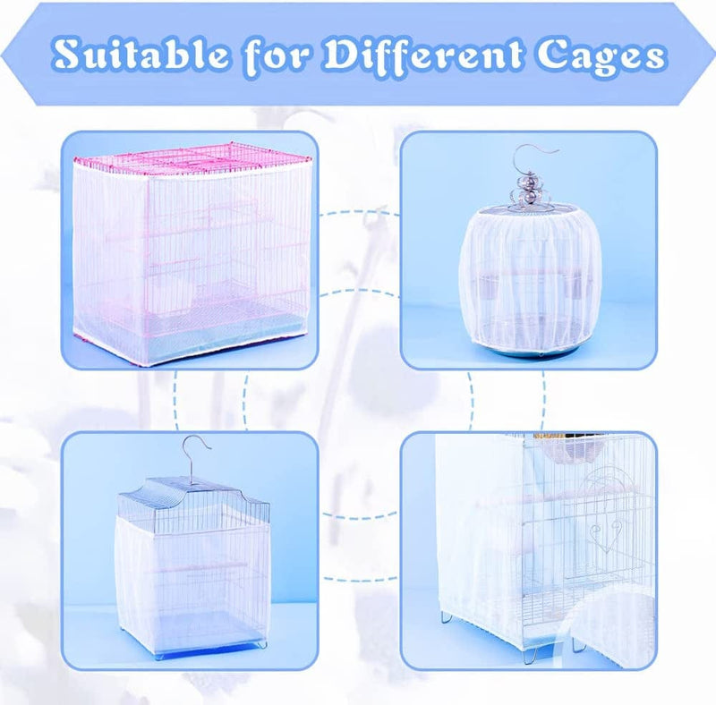 Large Bird Cage Seed Catcher, Dust-Proof Bird Cage Cover, Nylon Bird Cage Skirt Bird Seed Catche - Bird Cage Accessories for Parakeet Macaw African round Square Cages with Small Broom (White - 1) Animals & Pet Supplies > Pet Supplies > Bird Supplies > Bird Cages & Stands LOHO MAGICA   