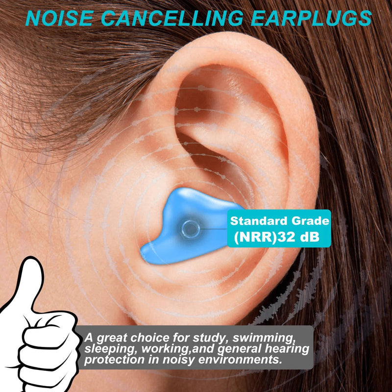 [Latest 2021] Ear Plugs for Sleeping Swimming, 8 Pair Reusable Silicone Moldable Noise Cancelling Earplugs for Shooting Range, Swimmers, Snoring, Concerts, Airplanes, Travel, Work, Studying…
