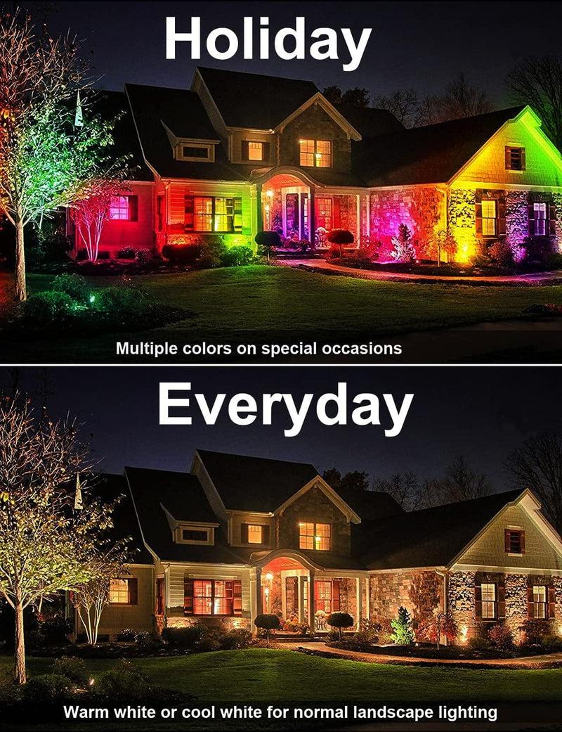 LCARED Landscape Lighting 18W RGBW LED Spotlights, Color Changing Lights with Remote Control 120V RGB Waterproof Flood Spot for Yard Garden Path Patio Tree (2 Pack), Black Home & Garden > Lighting > Flood & Spot Lights LCARED   