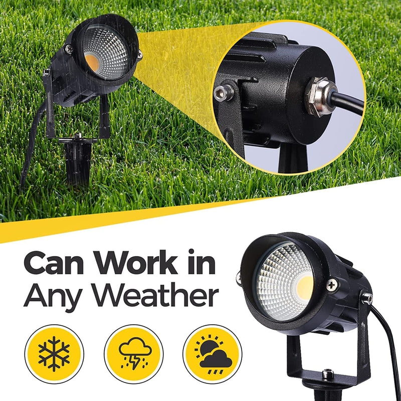 LCARED Led Spotlight Outdoor Landscape Lights Warm White 120V AC Waterproof Garden Spot Lights for Yard with Spiked Stake Patio,Lawn, Wall, Flood,Driveway Flag Lighting with US 3-Plug in (6 Pack) Home & Garden > Lighting > Flood & Spot Lights LCARED   