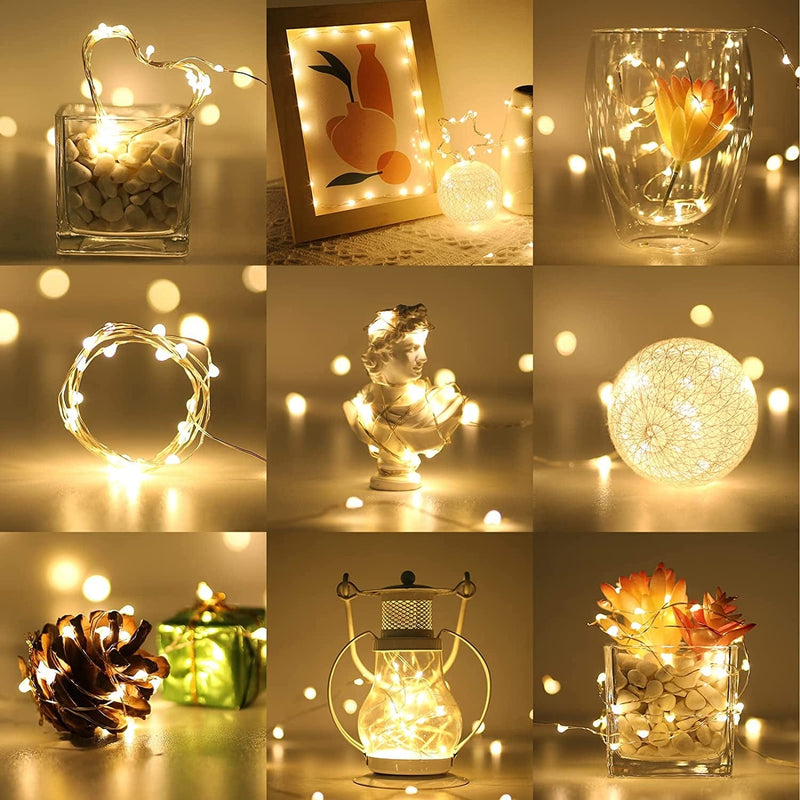 LE Fairy Light Battery Operated, Warm White, 3.3Ft 20 Micro Starry LED, Waterproof Decorative Cooper Wire String Light for Indoor Outdoor Wedding, Party, Bedroom, Mason Jar, Craft and More, Pack of 4