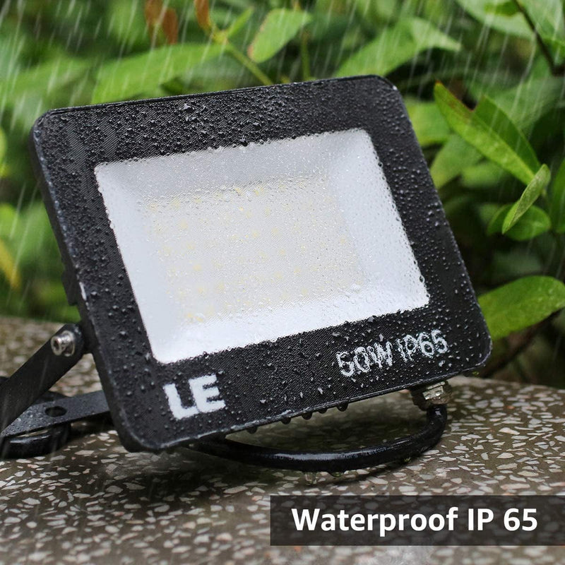LE LED Flood Lights Outdoor 50W, 4200LM 5000K Daylight White Super Bright Lighting, IP65 Waterproof, Flexible Stand Outdoor Floodlights for Garden, Yard, Party and Patio, 2 Pack Home & Garden > Lighting > Flood & Spot Lights LE   