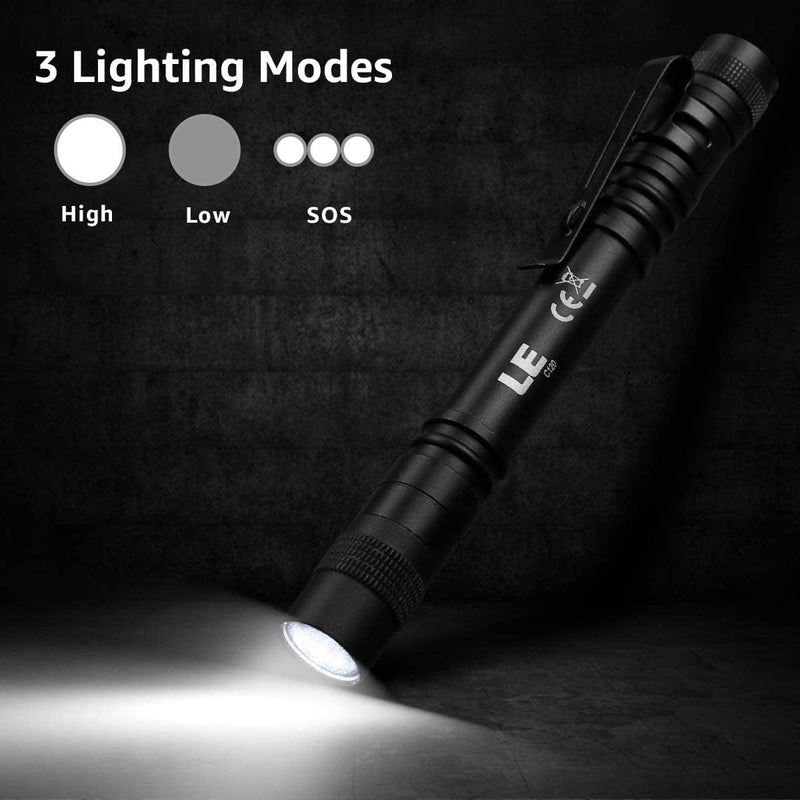 LE LED Pocket Pen Light Flashlight, Small, Mini, Stylus Pen Light with Clip, Perfect Flashlights for Inspection, Work, Repair, Pack of 2 Hardware > Tools > Flashlights & Headlamps > Flashlights LE   