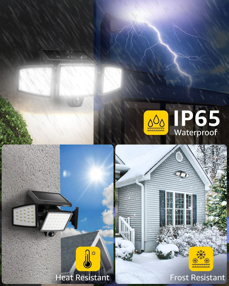 LE Solar Flood Lights Outdoor, Motion Activated Security Lights, WL4000 High Brightness, 3 Adjustable Heads 270° Wide Lighting Angle, IP65 Waterproof, Wireless Wall Lamp for Porch Yard Garage, 2 Packs Home & Garden > Lighting > Flood & Spot Lights LE   
