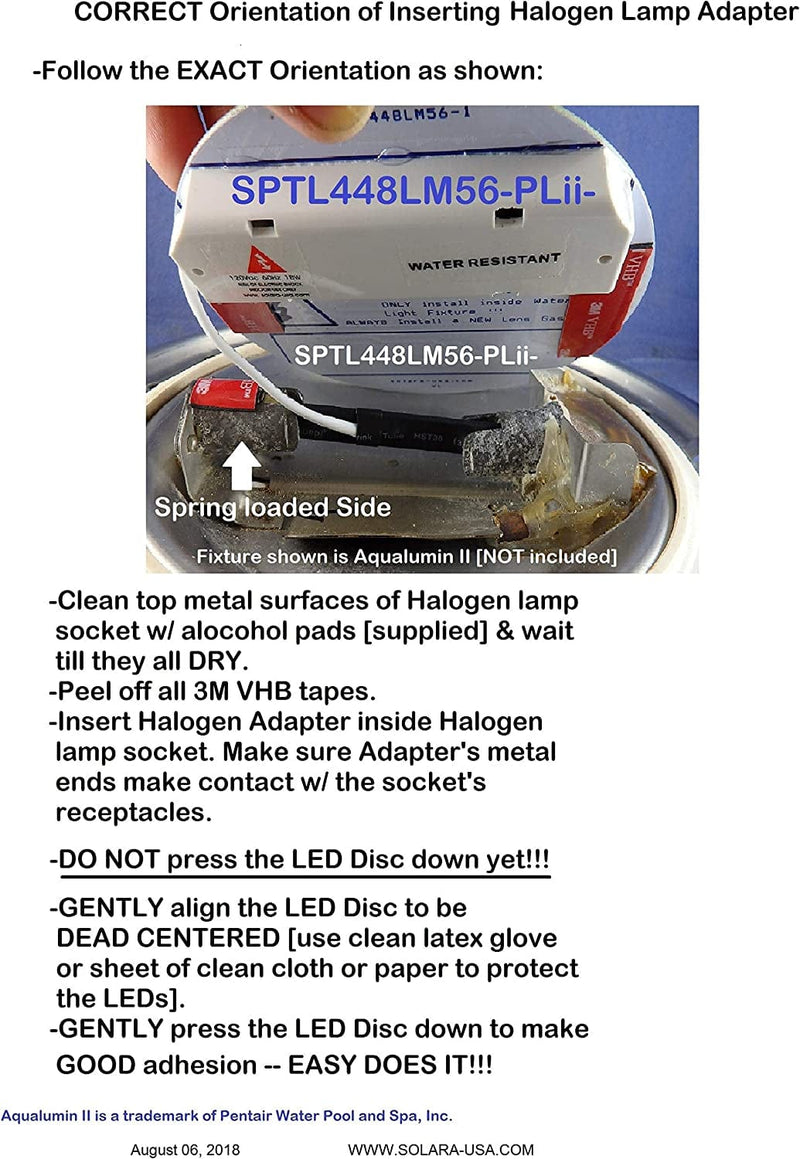 LED DISC for AQUALUMIN II. 120Vac 18Watts 4200Lumens. P/N: Sptl448Lm56-Plii-[Light Color] (Cool White [6000K] + Lens Gasket + 10 Screws) Home & Garden > Pool & Spa > Pool & Spa Accessories SOLARA-USA   