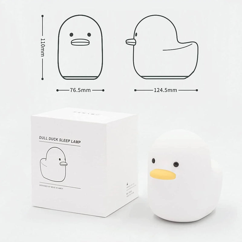 LED Duck Night Light, Silicone Nursery Night Lamp, USB Rechargeable Cute Animal Bedside Lamp with Touch Control & Timer Setting for Bedroom Home Decoration