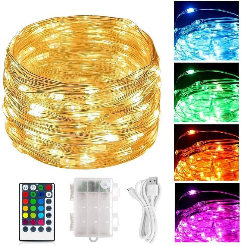 Led Fairy Lights Battery Operated 39Ft 120 LED Color Changing String Lights with Remote, Battery Powered Twinkle Fairy Lights for Bedroom Indoor Outdoor Halloween Lights Wedding Christmas Decoration Home & Garden > Lighting > Light Ropes & Strings Hoofun Battery & USB Powered  