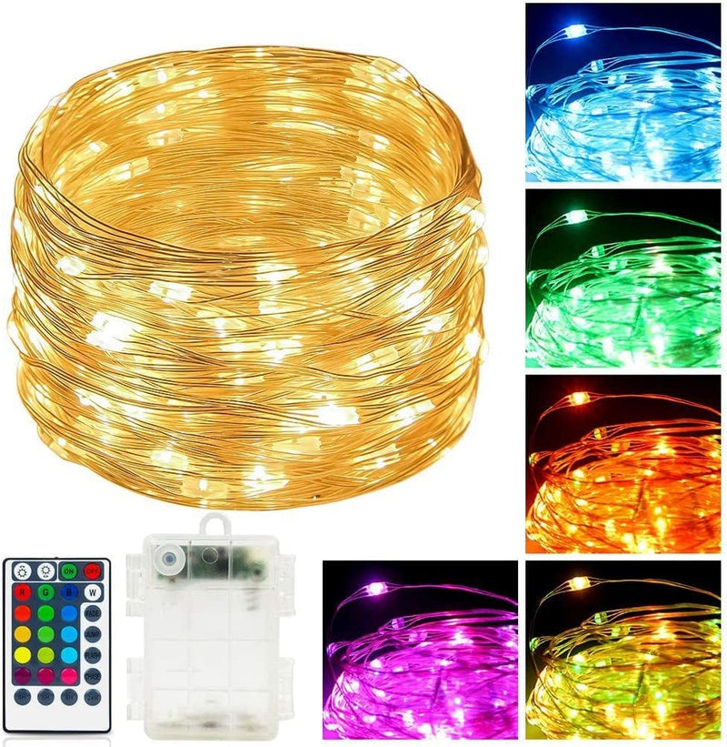 Led Fairy Lights Battery Operated 39Ft 120 LED Color Changing String Lights with Remote, Battery Powered Twinkle Fairy Lights for Bedroom Indoor Outdoor Halloween Lights Wedding Christmas Decoration Home & Garden > Lighting > Light Ropes & Strings Hoofun Battery Powered  