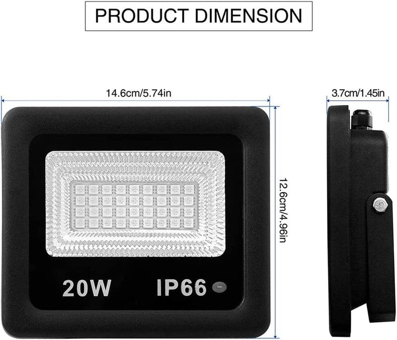 LED Flood Lights,20W RGB Floodlight with Remote Control,Ip66 Waterproof Dimmable Color Changing Spotlight,16 Colors 4 Modes Stage Lights for Outdoor Decorative Garden Stage Landscape Lighting Home & Garden > Lighting > Flood & Spot Lights LEAANG   