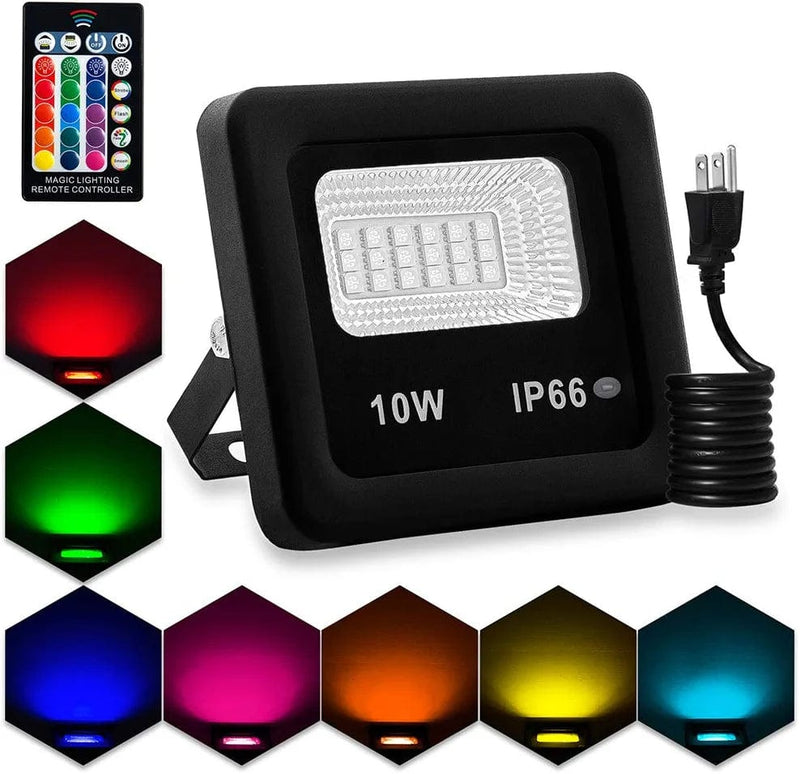 LED Flood Lights,20W RGB Floodlight with Remote Control,Ip66 Waterproof Dimmable Color Changing Spotlight,16 Colors 4 Modes Stage Lights for Outdoor Decorative Garden Stage Landscape Lighting Home & Garden > Lighting > Flood & Spot Lights LEAANG 10.0 Watts  