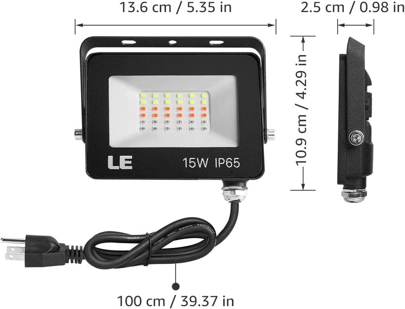 LED Flood Lights Outdoor 15W, RGB Color Changing Lighting with Remote, IP65 Waterproof, Dimmable Plug in Outdoor Floodlights for Garden, Yard, Party and Patio, 2 Pack Home & Garden > Lighting > Flood & Spot Lights LE   