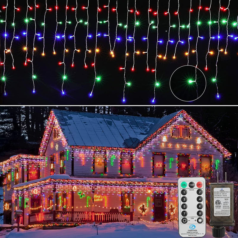 Led Icicle Christmas Lights Outdoor, 19.6 Feet 54 Drops with 306 Led, 8 Modes Waterproof Connectable Twinkle Fairy String Light for Thanksgiving Hanging Icicles (Warm White) Home & Garden > Lighting > Light Ropes & Strings Brightown Multicolor 33 Feet 