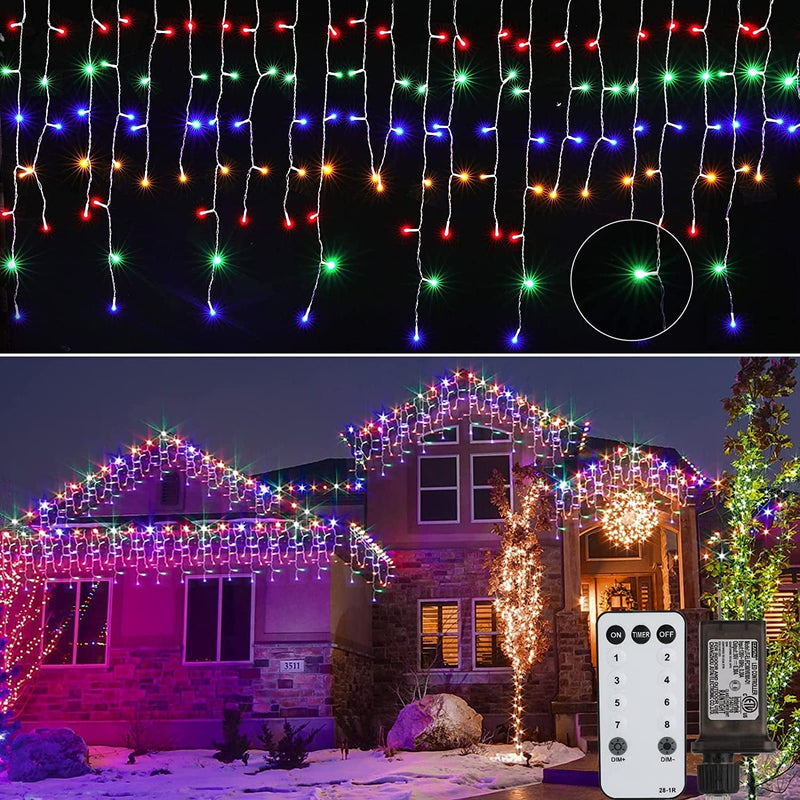 Led Icicle Christmas Lights Outdoor, 19.6 Feet 54 Drops with 306 Led, 8 Modes Waterproof Connectable Twinkle Fairy String Light for Thanksgiving Hanging Icicles (Warm White) Home & Garden > Lighting > Light Ropes & Strings Brightown Multicolor 66 Feet 