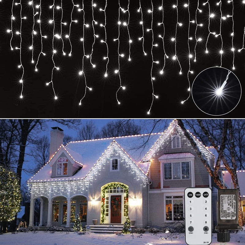 Led Icicle Christmas Lights Outdoor, 19.6 Feet 54 Drops with 306 Led, 8 Modes Waterproof Connectable Twinkle Fairy String Light for Thanksgiving Hanging Icicles (Warm White) Home & Garden > Lighting > Light Ropes & Strings Brightown Pure White 66 Feet 