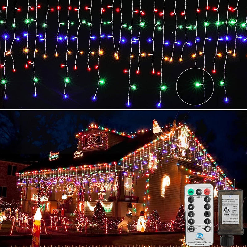 Led Icicle Christmas Lights Outdoor, 19.6 Feet 54 Drops with 306 Led, 8 Modes Waterproof Connectable Twinkle Fairy String Light for Thanksgiving Hanging Icicles (Warm White) Home & Garden > Lighting > Light Ropes & Strings Brightown Multicolor 40 Feet 