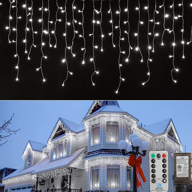 Led Icicle Christmas Lights Outdoor, 19.6 Feet 54 Drops with 306 Led, 8 Modes Waterproof Connectable Twinkle Fairy String Light for Thanksgiving Hanging Icicles (Warm White) Home & Garden > Lighting > Light Ropes & Strings Brightown Pure White 33 Feet 