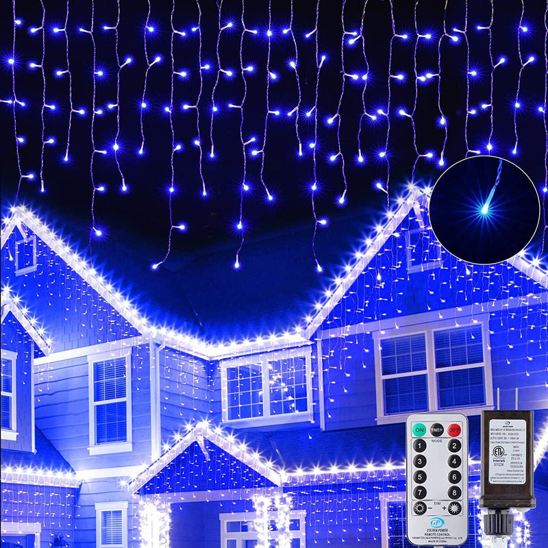 Led Icicle Christmas Lights Outdoor, 19.6 Feet 54 Drops with 306 Led, 8 Modes Waterproof Connectable Twinkle Fairy String Light for Thanksgiving Hanging Icicles (Warm White) Home & Garden > Lighting > Light Ropes & Strings Brightown Blue 40 Feet 