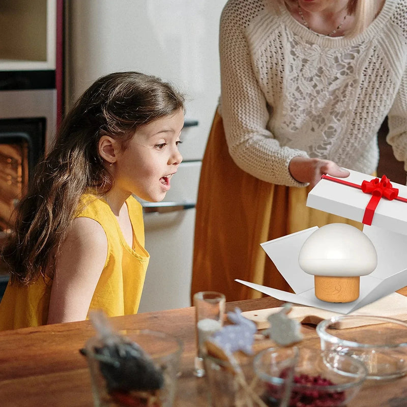 LED Mushroom Lamp, Rechargeable Mushroom Night Light, Multi-Color Cute Mushroom Nightlamp, Dimmable Mushroom Nightlight for Bedroom, Nursery Light for Baby Breastfeeding.(Warm Lighting)