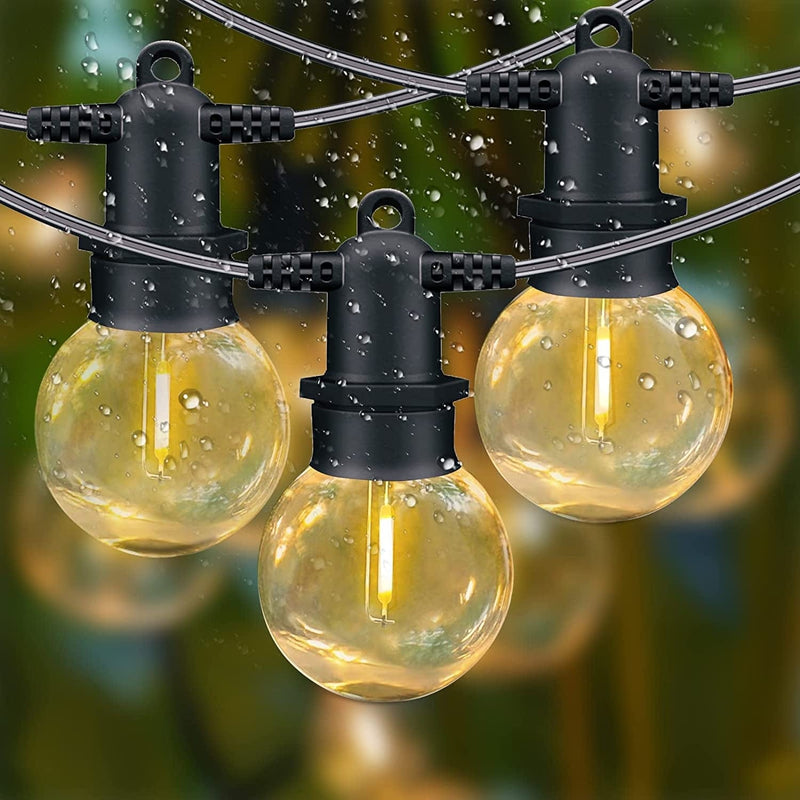 LED Outdoor String Lights, Outdoor Patio Lights, Shineled Waterproof IP64 Commercial Connectable Porch Lights with 12 G40 Globe Plastic Bulbs (2 Spare) for Patio, Backyard, Garden, Bistro, Café (25FT) Home & Garden > Lighting > Light Ropes & Strings Shineled 25FT  