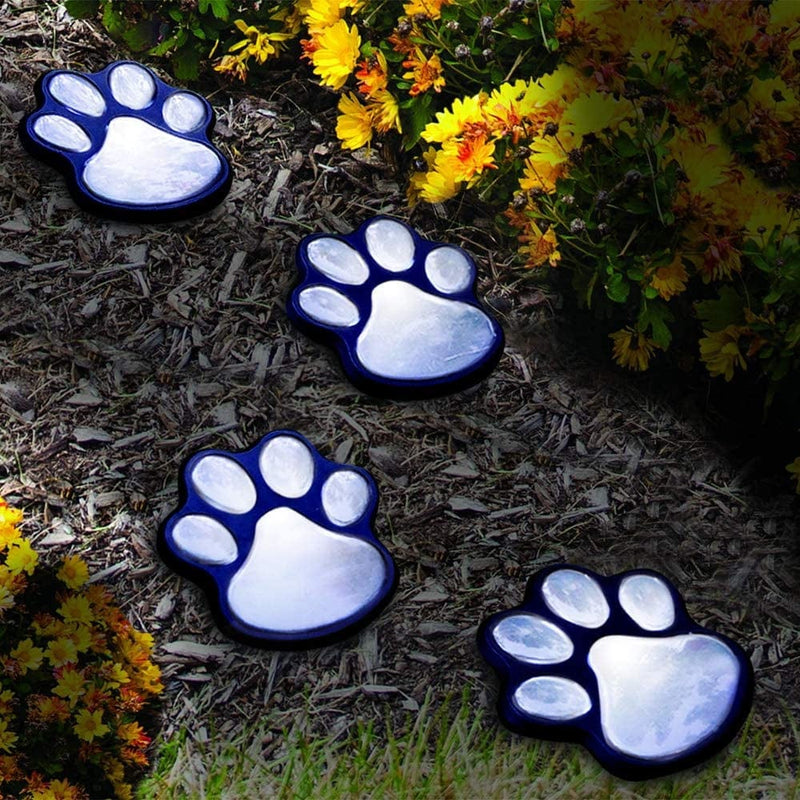 LED Paw Print Solar Lights, Set of 4 Dog,Cat,Puppy Animal Garden Lights Paw Lamp for Pathway,Lawn,Yard,Outdoor Decorations-Solar Paw(White) Home & Garden > Lighting > Lamps Vicila   