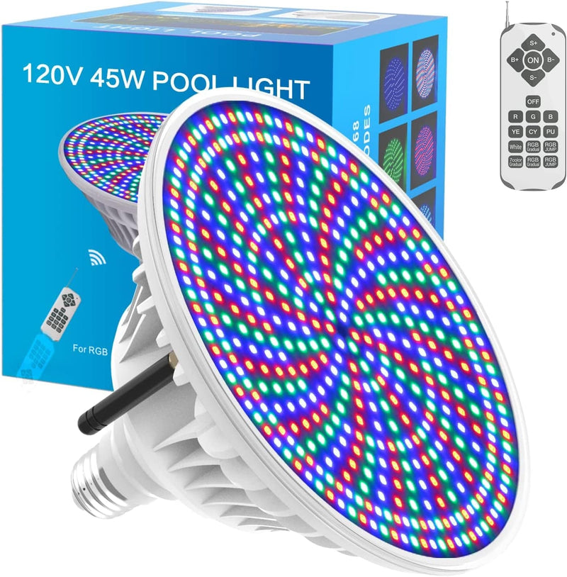 LED Pool Light Bulb for Inground Pool, 120V 45W Pool Lights with Remote Control LED Pool Light RGB Color Changing Pool Light Bulb, E26/E27 Replacement Bulb for Pentair and Hayward Fixture Home & Garden > Pool & Spa > Pool & Spa Accessories CEDIO 43W  