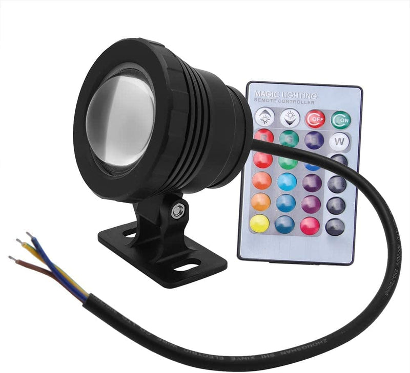 LED Pool Lights, Submersible LED Light Underwater Lamp with Remote 9 LED Bulb Simple Installation Underwater Landscape Light for Outdoor (Silver Plastic Coated Aluminum) Home & Garden > Pool & Spa > Pool & Spa Accessories Zerodis Low voltage AC/DC12V Black plastic clad aluminum 