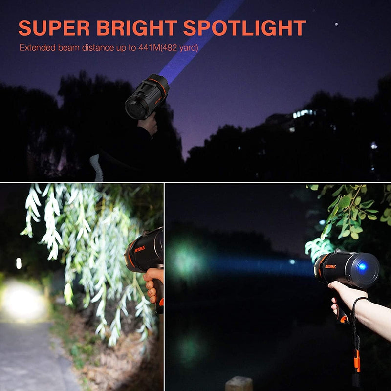 LED Rechargeable Marine Spotlight 1000 Lumen IP67 Waterproof Spotlight for Hunting with Switch Lock USB Cable, Boat Spotlight for Work and Outdoor Boating Fishing Hiking and Hunting 9212-89201-01A