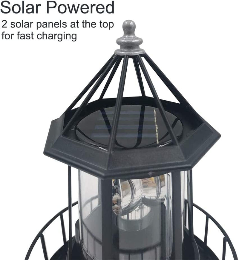 LED Solar Powered Lighthouse 360 Degree Rotating Lighthouse Landscape IP65 Water Resistance Durable Rotatable Outdoor Solar Light Lamp Hanging for Home Garden Yard Decor Home & Garden > Lighting > Lamps BWWNBY   