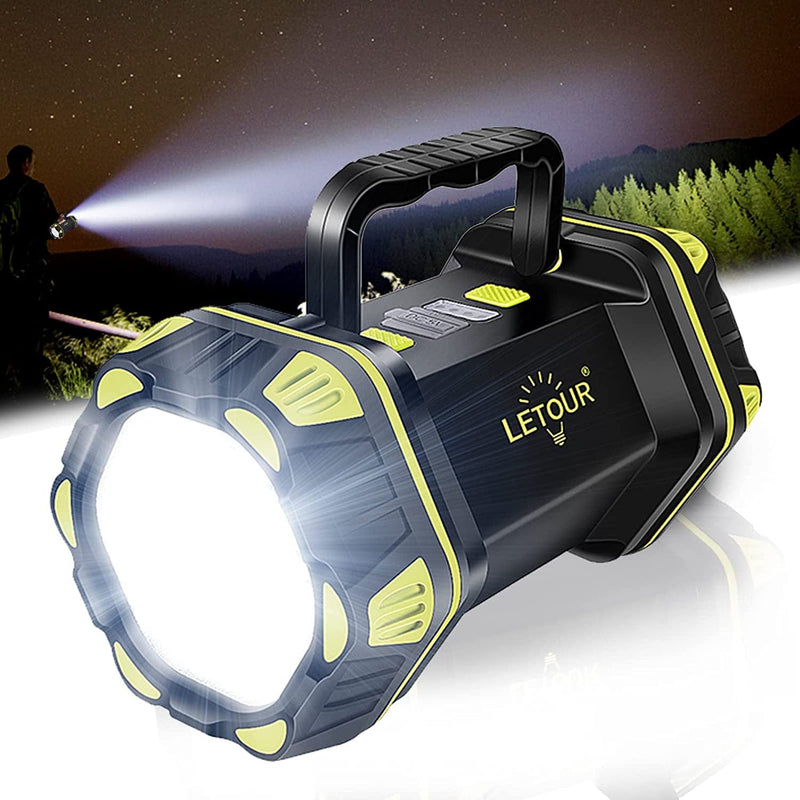 LED Spotlight Flashlight,Rechargeable Flashlight 4000LM 10000Mah High-Powered Spotlight Flashlight Searchlight Camping 3+4 Lights Modes LED Handheld Flashlight Waterproof with Output as a Power Bank