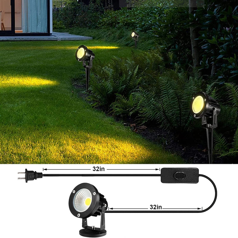Led Spotlights Outdoor,Lcared Warm White 12W Spot Lights Indoor,120V Ceiling Light,Landscape Lighting for Wall,Pond,Picture,Garden,Yard with US 2-Plug(4 Pack) Home & Garden > Lighting > Flood & Spot Lights LCARED   