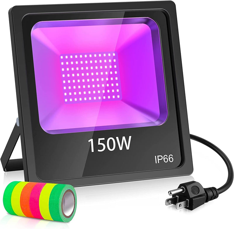 LED UV Black Light 100W LED Blacklight with Plug (10Ft Power Cord) IP66 Ultraviolet Floodlight with Glow Tape Stage Lighting for Halloween Grow Party, Glow in the Dark, DJ Disco, Fluorescent Poster1 Home & Garden > Lighting > Flood & Spot Lights KUKUPPO 150w  