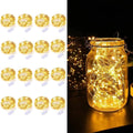 LEDIKON 16 Pack 10Ft 30 LED Fairy Lights Battery Operated,Long Lasting Silver Wire Warm White Firefly Mason Jar Lights,Waterproof LED Mini String Lights for Mason Jars Crafts Party Wedding Décor