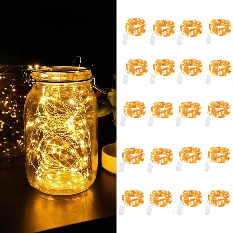LEDIKON 20 Pack Fairy Lights Battery Operated,3.3Ft 20 LED Copper Wire Warm White Firefly Mason Jar Lights,Waterproof Mini LED String Lights for Halloween Mason Jars Party Crafts Wedding Decor Home & Garden > Lighting > Light Ropes & Strings LEDIKON Copper Wire Warm White  