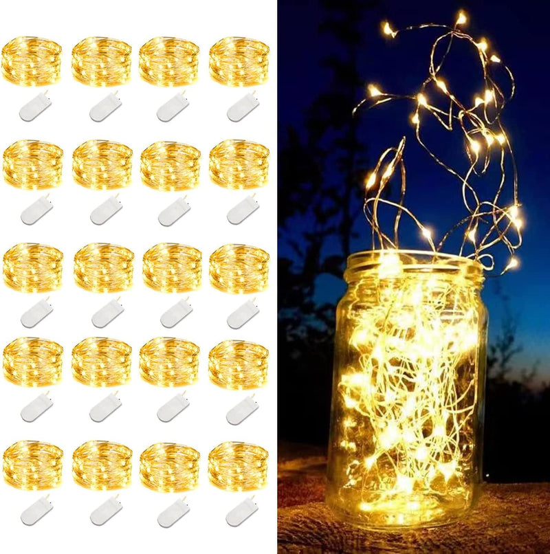 LEDIKON 20 Pack Fairy Lights Battery Operated,Long Lasting 7.2Ft 20 LED Silver Wire Warm White Firefly Mason Jar Lights,Mini Led String Lights for Mason Jars Party Crafts Wedding Décor Home & Garden > Lighting > Light Ropes & Strings LEDIKON Warm White 20 