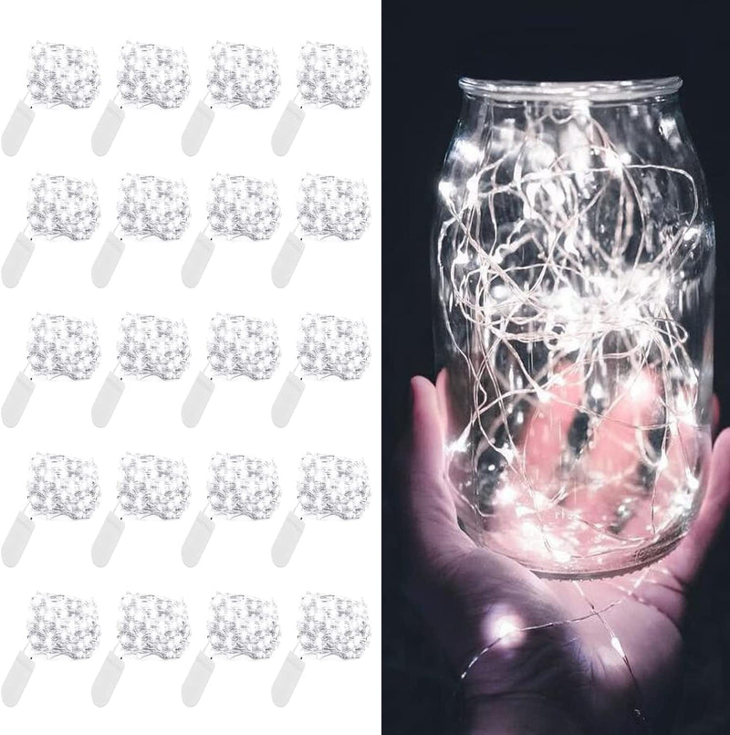 LEDIKON 20 Pack Fairy Lights Battery Operated,Long Lasting 7.2Ft 20 LED Silver Wire Warm White Firefly Mason Jar Lights,Mini Led String Lights for Mason Jars Party Crafts Wedding Décor Home & Garden > Lighting > Light Ropes & Strings LEDIKON White 20 