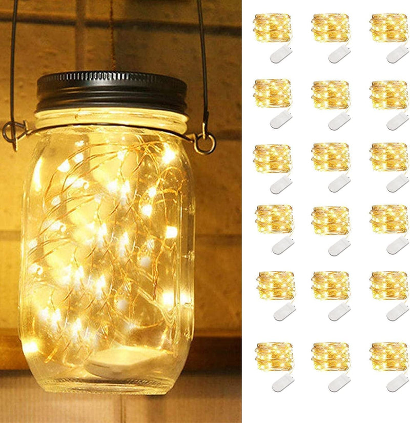 LEDIKON 20 Pack Fairy Lights Battery Operated,Long Lasting 7.2Ft 20 LED Silver Wire Warm White Firefly Mason Jar Lights,Mini Led String Lights for Mason Jars Party Crafts Wedding Décor Home & Garden > Lighting > Light Ropes & Strings LEDIKON Warm White 18 