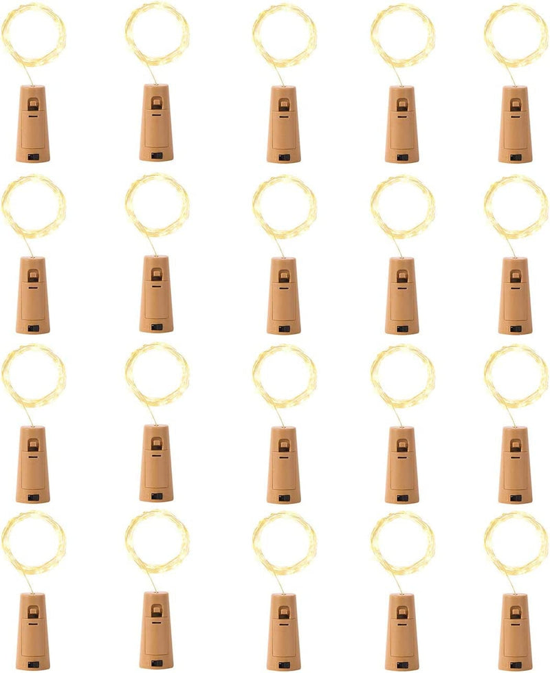 LEDIKON Upgraded 20 Pack 20 LED Wine Bottle Lights with Cork,3.3Ft Silver Wire Warm White Cork Fairy Lights Battery Operated Mini String Lights for Wedding Party Wine Liquor Bottles Crafts Bar Decor Home & Garden > Lighting > Light Ropes & Strings LEDIKON   