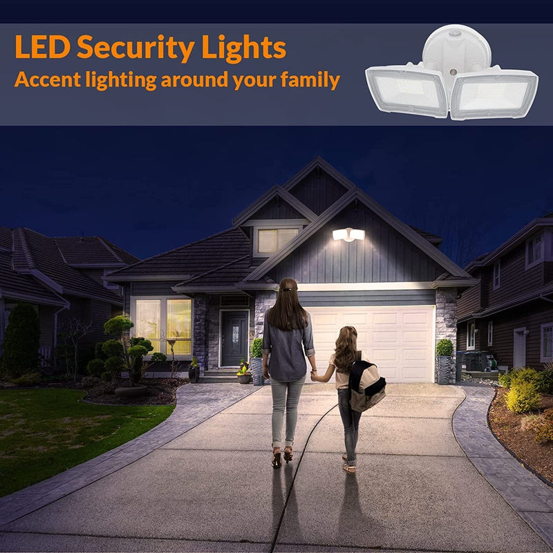 LEPOWER 3000LM Dusk to Dawn LED Security Light, 28W Flood Lights Outdoor with Photocell, 3000K Warm Light, IP65 Waterproof, 2 Adjustable Heads Exterior Outdoor Security Light for Garage, Backyard