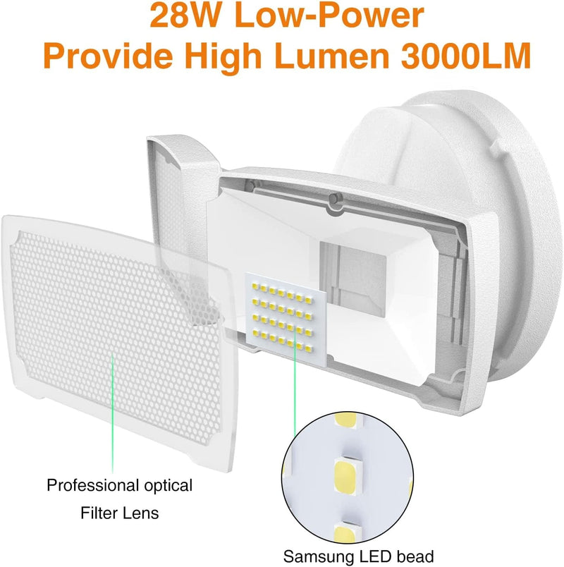LEPOWER 3000LM LED Flood Light Outdoor, Switch Controlled LED Security Light, 28W Exterior Lights with 2 Adjustable Heads, 5500K, IP65 Waterproof for Garage, Yard, Patio Home & Garden > Lighting > Flood & Spot Lights LEPOWER   