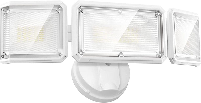 LEPOWER 42W Flood Lights Outdoor - 4200LM High Brightness LED Security Lights Outdoor with 3 Heads, Switch Controlled Exterior Flood Light & 220° Wide Angle, IP65 Waterproof for Garage, Yard, Porch Home & Garden > Lighting > Flood & Spot Lights LEPOWER White  