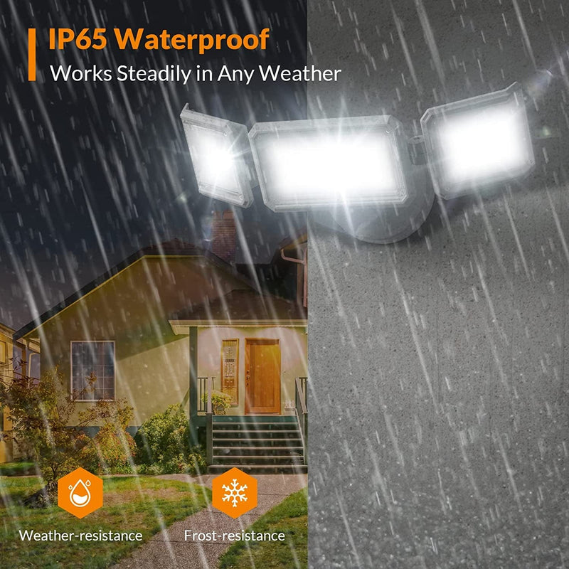 LEPOWER 42W Flood Lights Outdoor - 4200LM High Brightness LED Security Lights Outdoor with 3 Heads, Switch Controlled Exterior Flood Light & 220° Wide Angle, IP65 Waterproof for Garage, Yard, Porch Home & Garden > Lighting > Flood & Spot Lights LEPOWER   