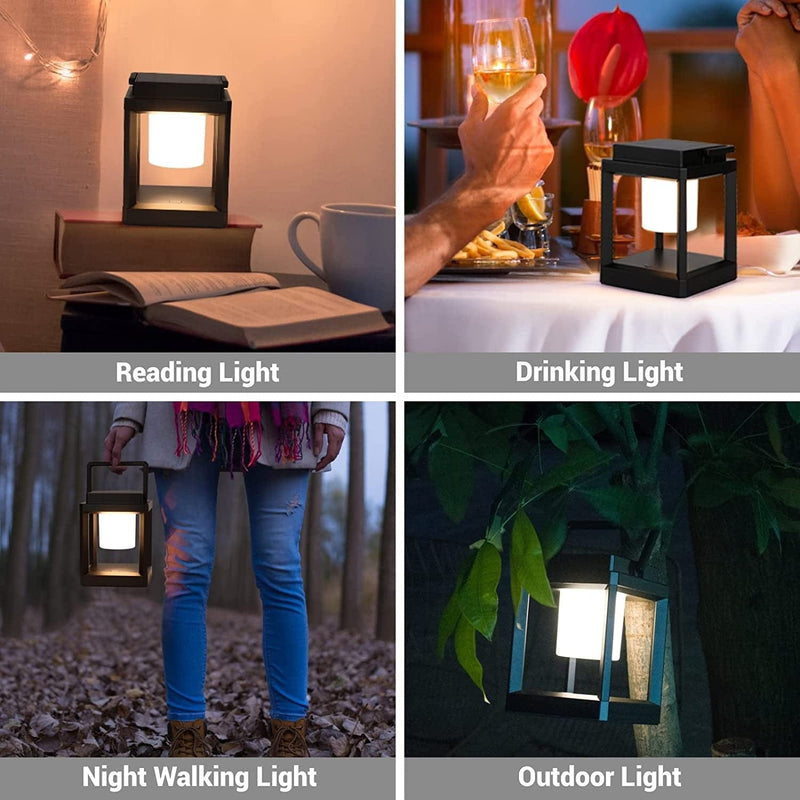 LETRY Outdoor Table Lamp, 3-Level Brightness LED Nightstand Lantern, Portable Rechargeable Solar Lamp Waterproof, Touch Control Outdoor Lamps Cordless Lantern for Patio/Walking/Reading/Camping Home & Garden > Lighting > Lamps LETRY   