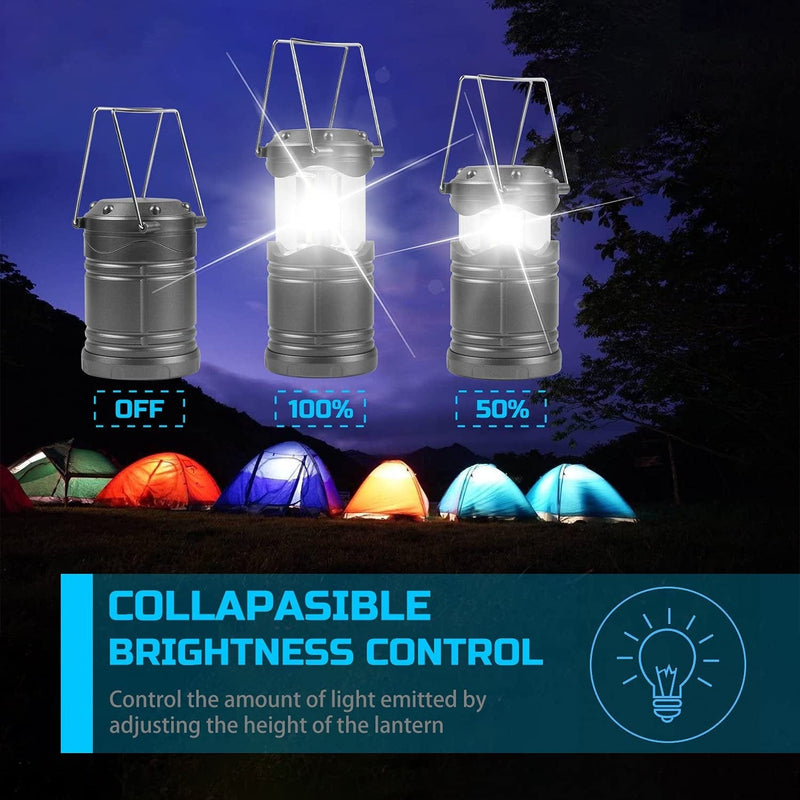 Lichamp LED Lanterns, 4 Pack Pop up Lanterns for Power Outages, Bright Battery Powered Hanging Lanterns for Outdoor Camping Hiking, Emergency Survival Lights for Hurricane Collapsible, Dark Gray Home & Garden > Lighting > Lamps Lichamp   
