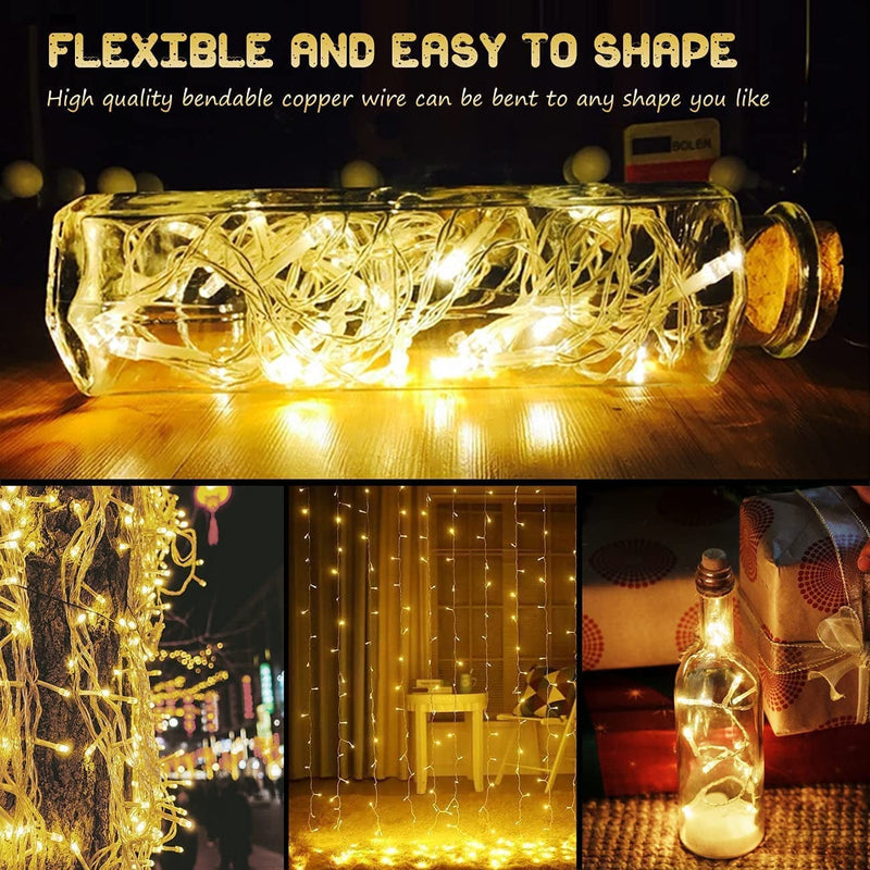 LIGEDMAS 42.6FT Extra-Long 120 LED Battery Operated String Lights,8 Modes IP65 Waterproof Fairy String Lights with Timer Indoor/Outdoor for Christmas