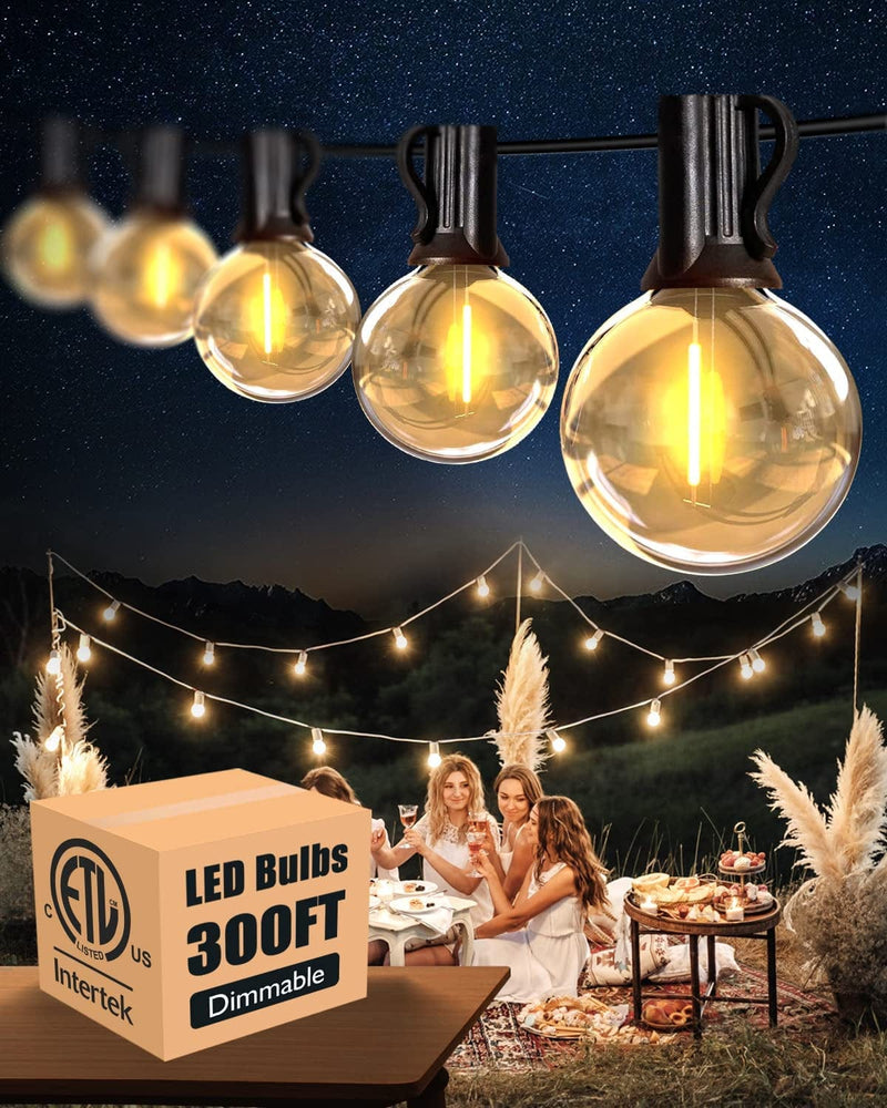 Lightdot 100Ft Globe Outdoor Lights String, Dimmable LED Patio String Light with 34 G40 Shatterproof Bulbs, Commercial Hanging Lights for outside Party Porch Backyard Bistro Home & Garden > Lighting > Light Ropes & Strings Lightdot 300ft (100x3) | Dimmable  